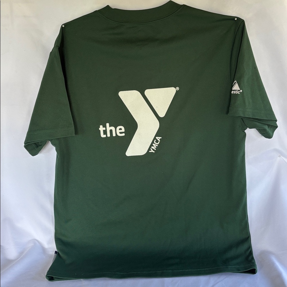 Slightly Worn Majesty Athletics YMCA Baseball Jersey Dark Green/Yellow - Medium - Picture 6 of 12